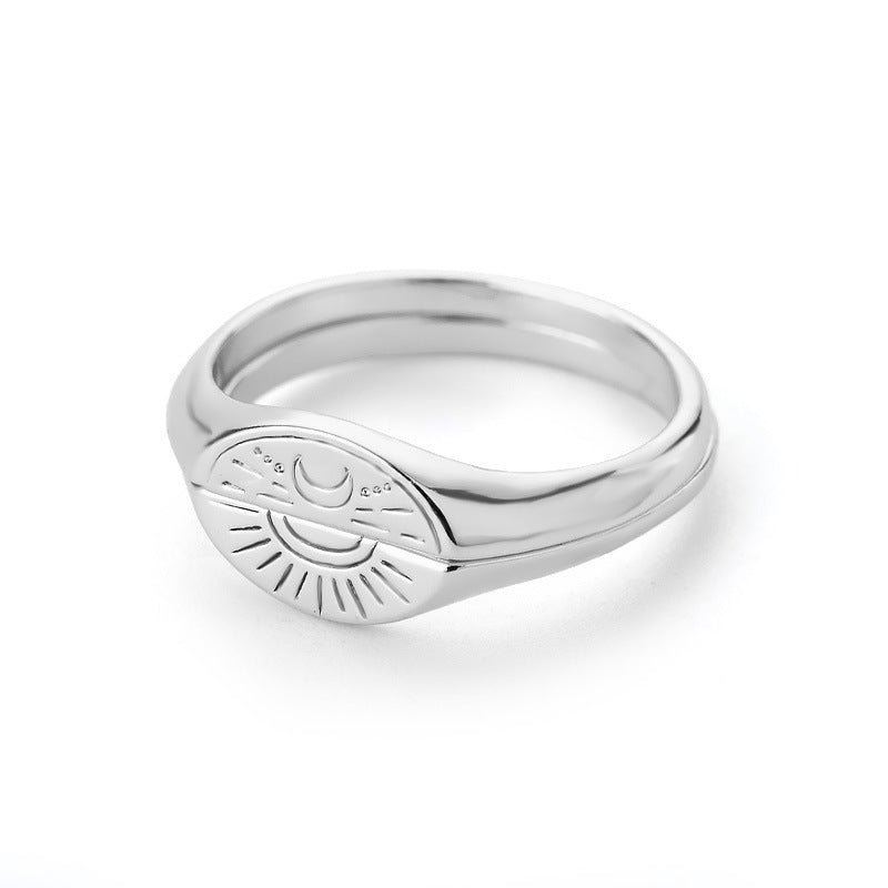 Simple Style Sun Moon Sterling Silver Plating Open Rings