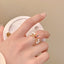 Sweet Heart & Butterfly Enamel Rhinestone Open Ring for Women