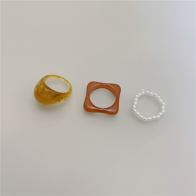 Geometric Acrylic Resin Multicolor Women's Rings