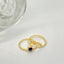 18k Gold Plated Stainless Steel Black Agate Sunflower Ring