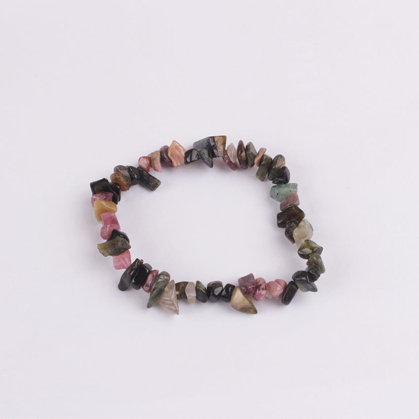 Fashion Irregular Natural Stone Beaded Bracelet with Colorful Crystal Chips