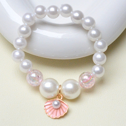 Mermaid Starfish Shell Charm Beaded Alloy Bracelet Set for Kids