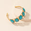 Ethnic Bohemian Turquoise Inlay Open Bangle Bracelet