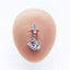 Casual Heart-Shaped Opal and Rhinestone Belly Ring Set in Stainless Steel and White Gold Plating