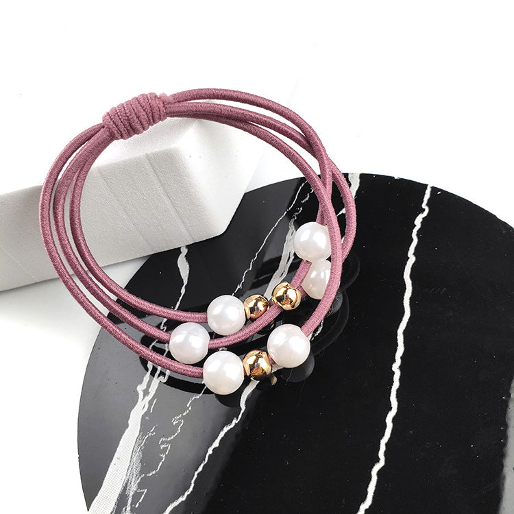 Korean Style Pearl Knotted Hair Band - High Elasticity Handmade Hair Rope