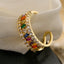 Fashion Geometric Gold Plated Zircon Pearl Open Ring for Women