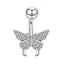 Fashion Butterfly Stainless Steel Inlay Zircon Belly Ring 1 Piece