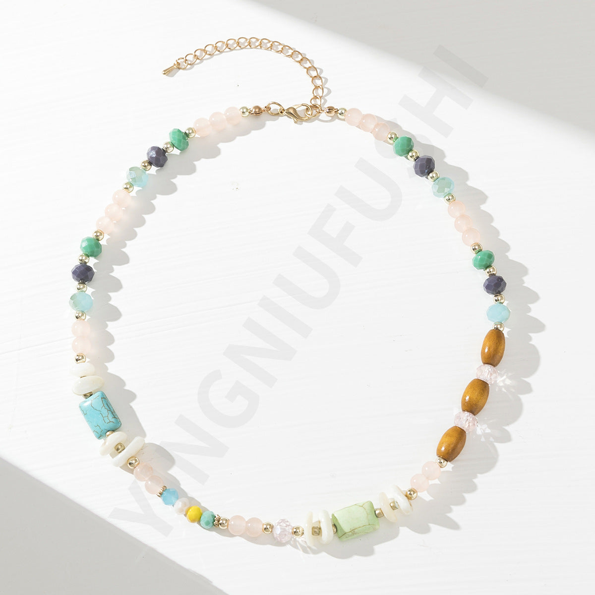 Beach Style Colorful Crystal Beaded Necklace with Freshwater Pearls