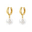 1 Pair Elegant Round Inlay Copper Pearl Zircon 18K Gold Plated Drop Earrings