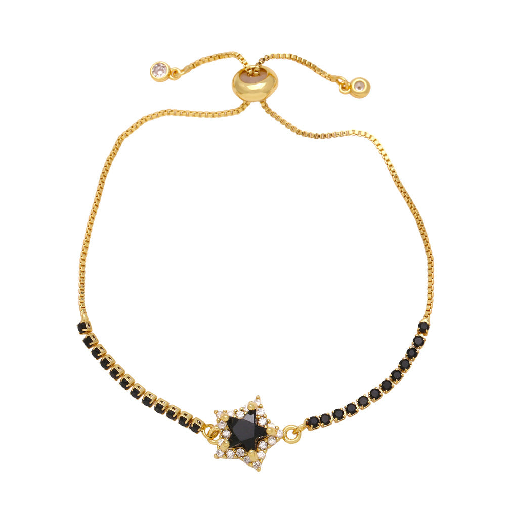 Modern Star Design 18k Gold Plated Zircon Adjustable Bracelet