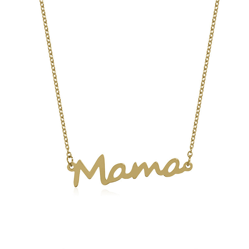 Simple Glossy Letter Mama Alloy Three-color Pendant Necklace