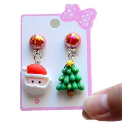 Fashion Santa Claus Resin Girl's Clip-On Earrings