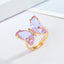 Vintage Adjustable Multicolor Butterfly Ring for Women