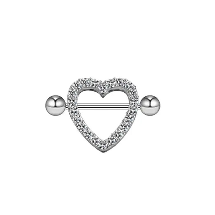 Exaggerated Punk Heart Shape Zircon Rhinestone Chest Ring Jewelry