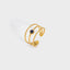 Simple Style Vintage Natural Stone 18k Gold Stainless Steel Open Ring