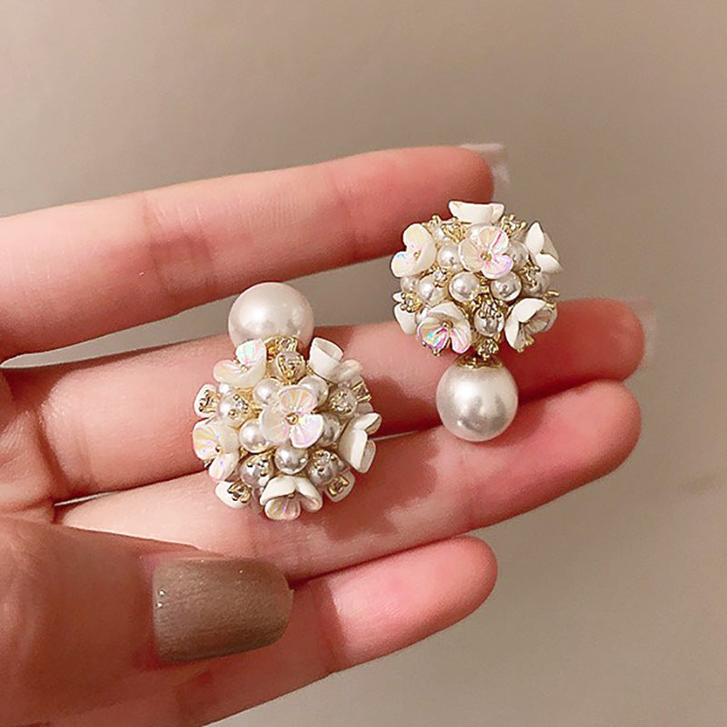 Sweet Flower Butterfly Alloy Tassel Artificial Rhinestones Artificial Pearls Women'S Drop Earrings 1 Pair