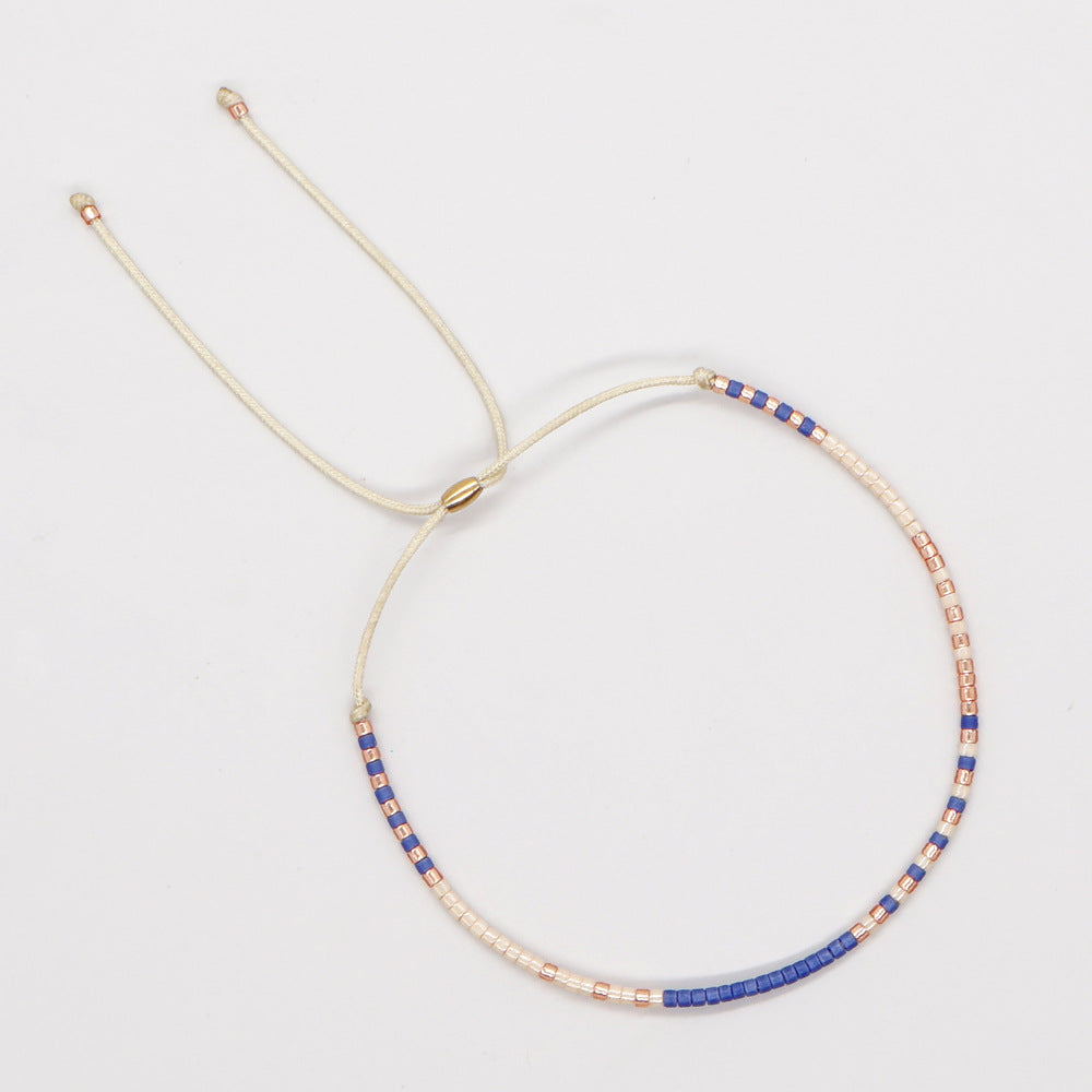 Minimalist Stainless Steel Rope and Colorful Beaded Bracelet Set