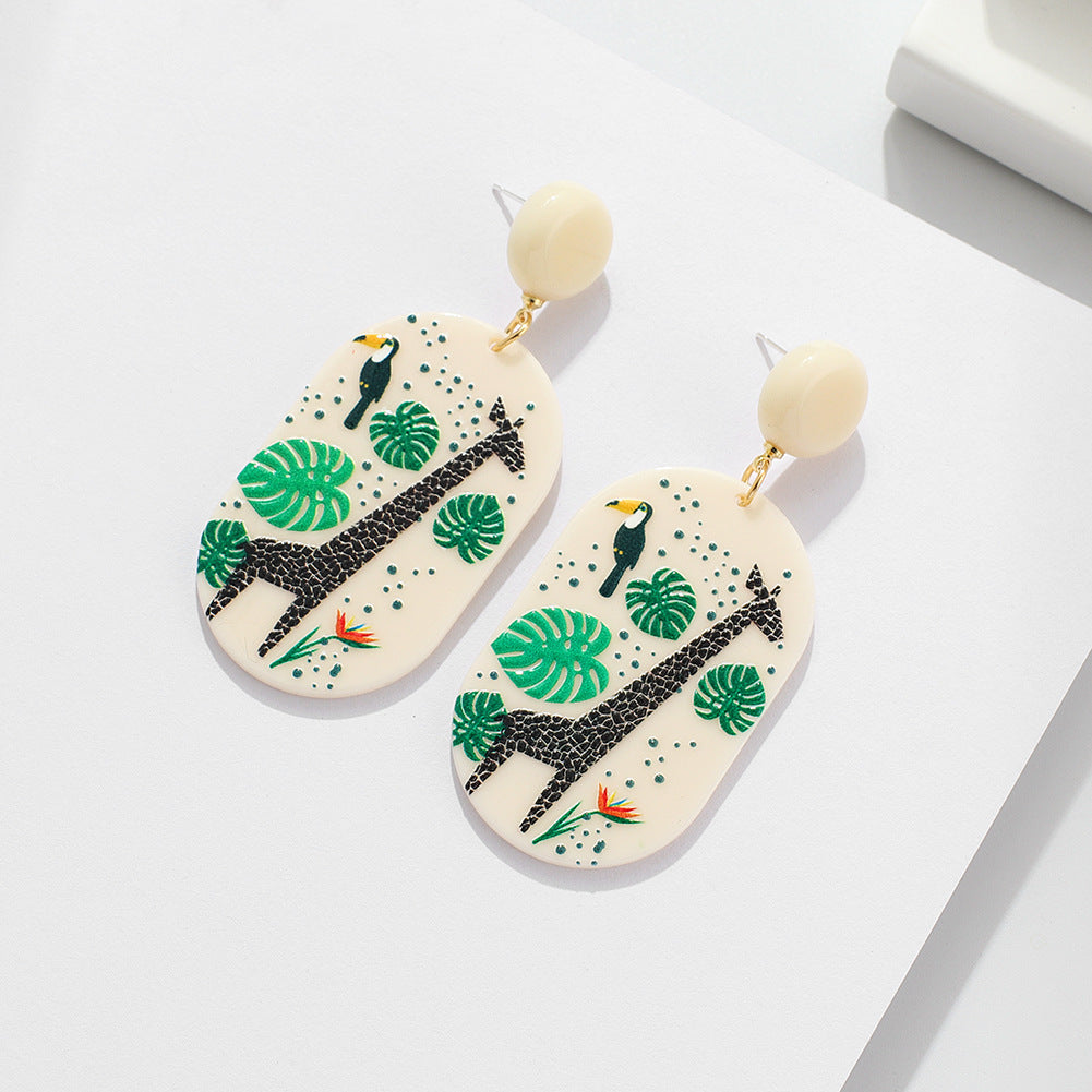 Plate Printing Pattern Acrylic Earrings