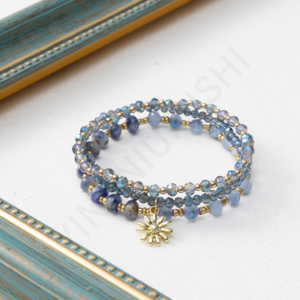 Casual Geometric Crystal Beaded Layered Bracelet Set