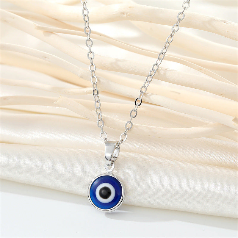 Vintage Evil Eye Resin Pendant Necklace - Unisex Turkish Design