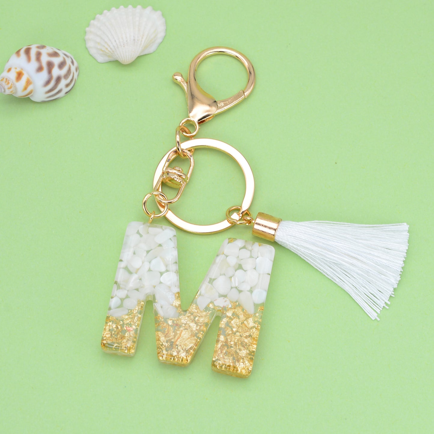 Fashion Letter Tassel Alloy Epoxy Crystal Keychain Pendant