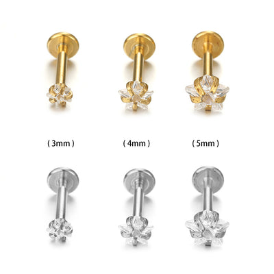 Fashion Star 316L Stainless Steel Zircon Pentagram Lip and Nose Studs Piercing Jewelry