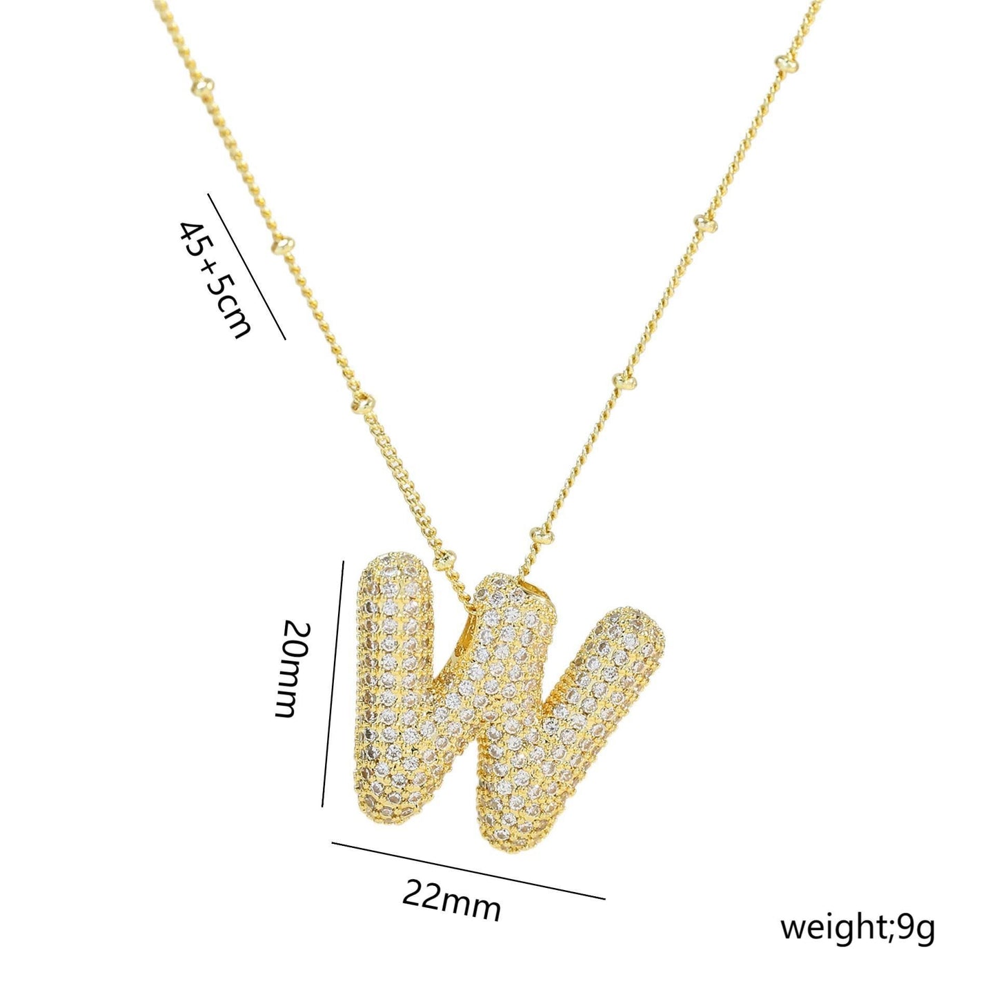 Korean Style Gold Plated Zircon Letter Pendant Necklace