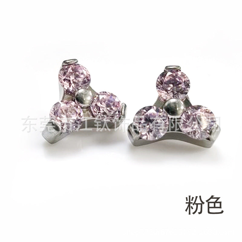 G23 Titanium Geometric Zircon Inlay Lip and Ear Jewelry