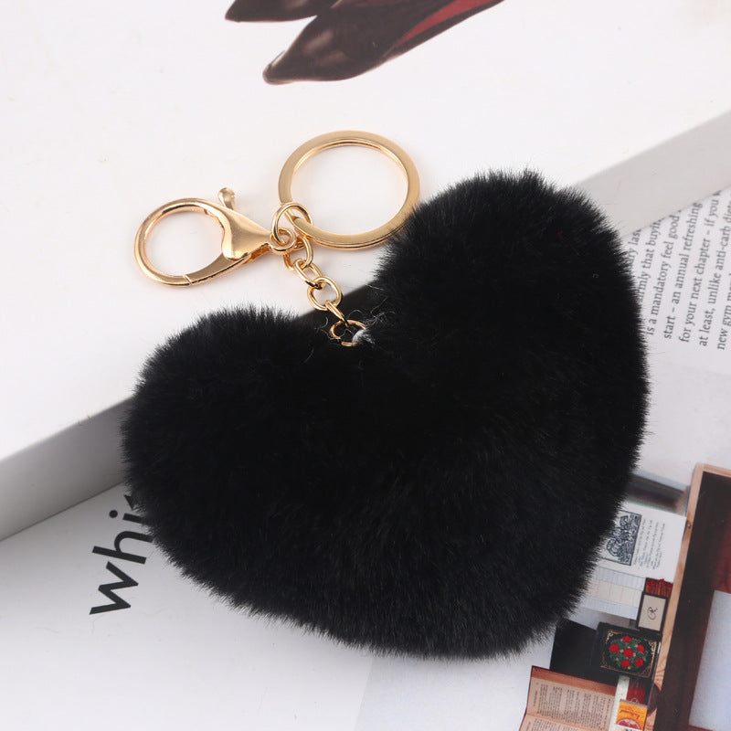 Cute Heart Shaped Plush Keychain for Bags and Cars