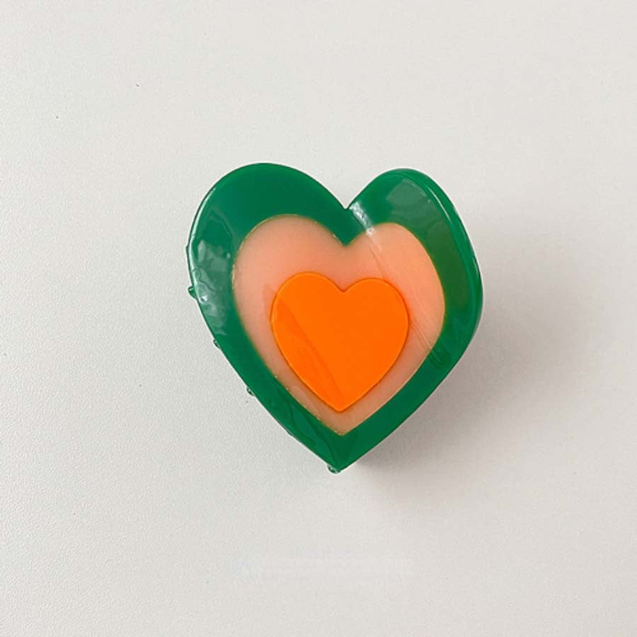 Sweet Heart Acetate Hair Claw Clip - Candy Heart Design, Summer Collection