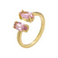 18K Gold Plated Geometric Zircon Open Ring with Marquise Pink Stone