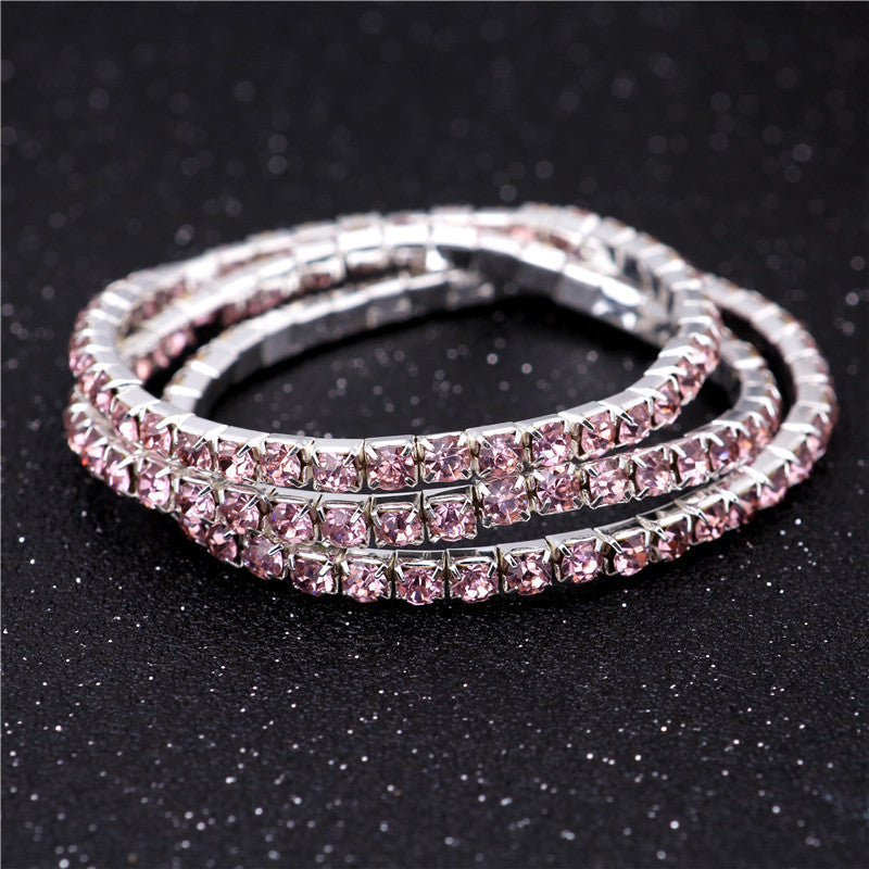 Simple Geometric Rhinestone Crystal Open Cuff Bracelet