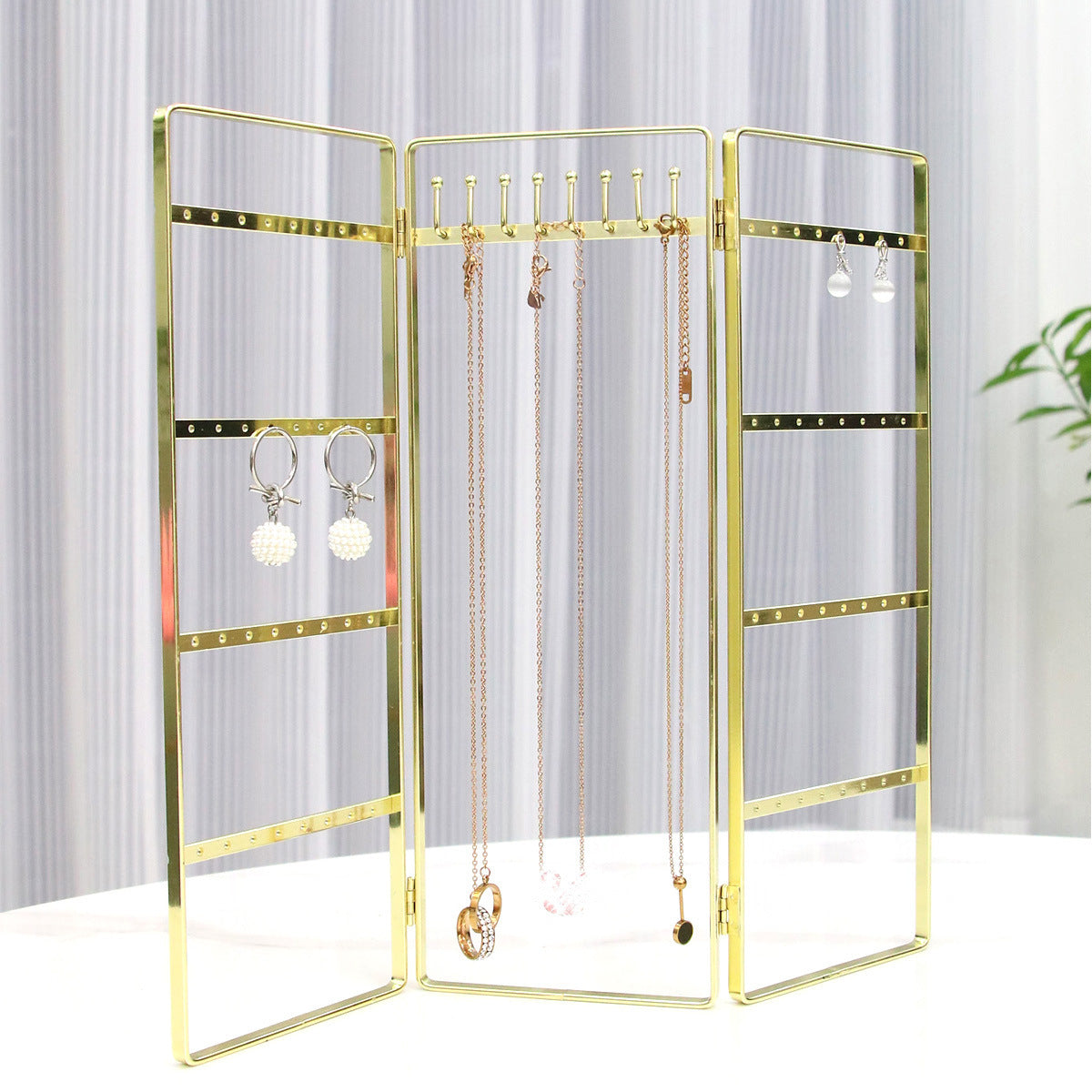 Simple Style Solid Color Metal Jewelry Display Rack