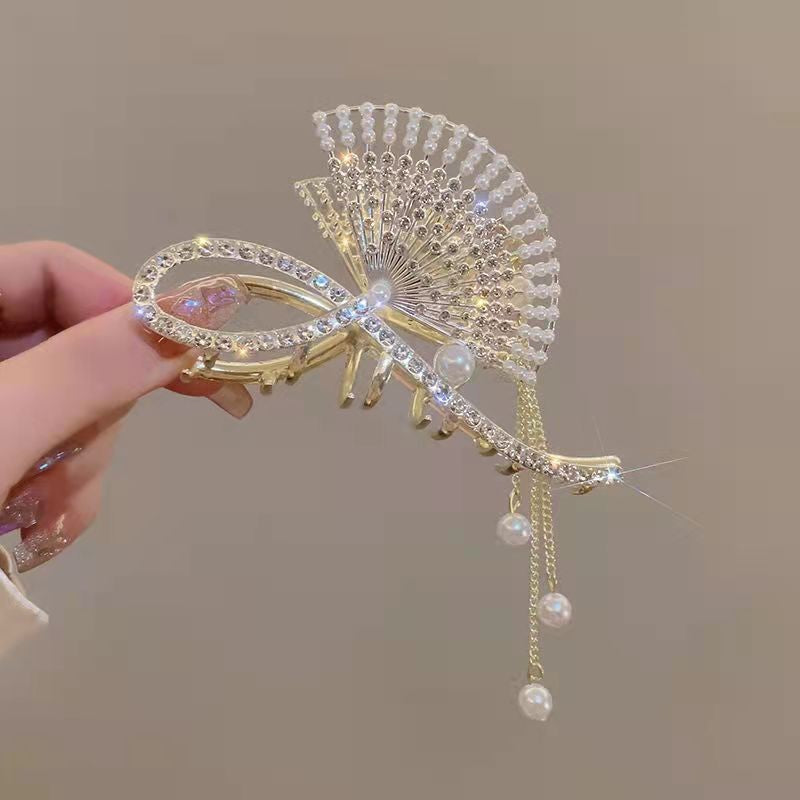 Women's Floral Rhinestone Pearl Hair Claw Clip