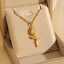 18K Gold Plated Stainless Steel Tulip Zircon Pendant Necklace