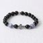 Hip-Hop Retro Natural Stone Beaded Men's Bracelet with Tiger's Eye and Black Gallstone Cross
