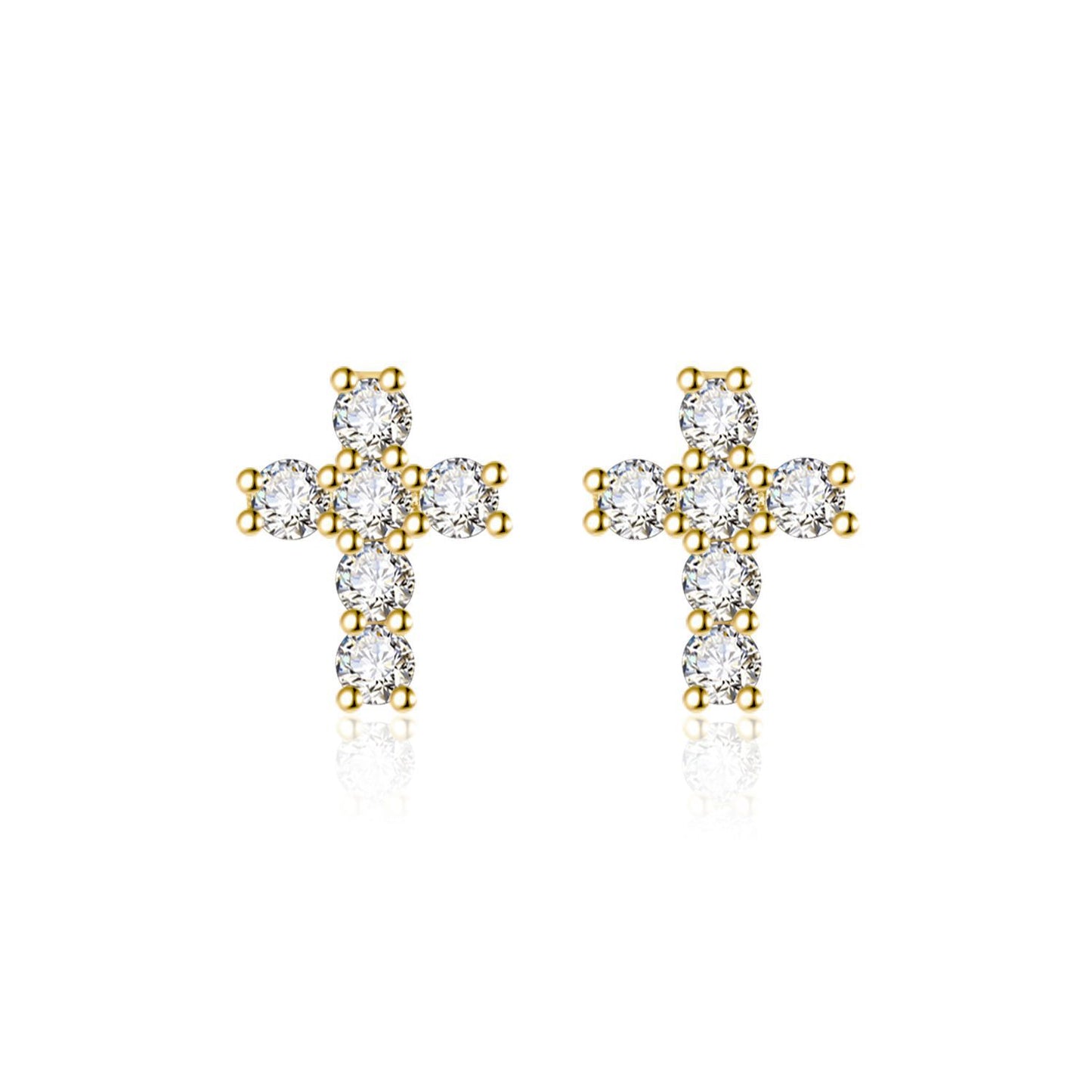 Sterling Silver Moissanite Cross Stud Earrings