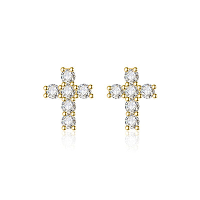 Sterling Silver Moissanite Cross Stud Earrings