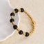 Elegant Rhombus Stainless Steel Natural Stone Beaded Bracelet for Women