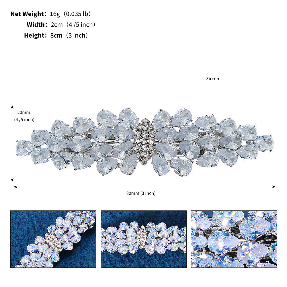 Elegant Zircon Leaf Rhinestone Hair Clip