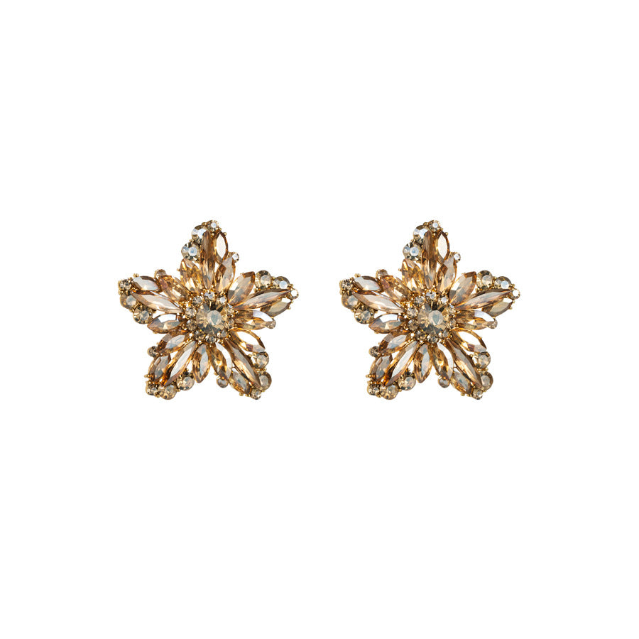 Elegant Gold Plated Pentagram Zircon Stud Earrings for Women