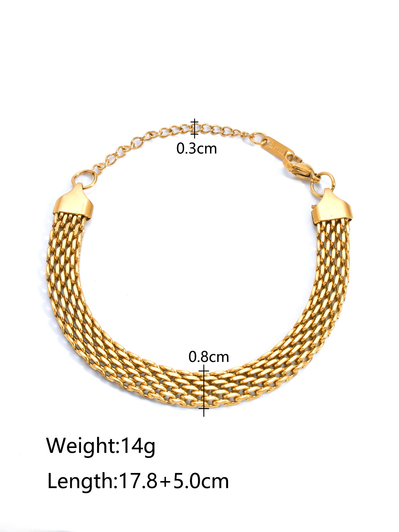 18K Gold Plated Stainless Steel Double Layer Cuban and Snake Chain Bracelet