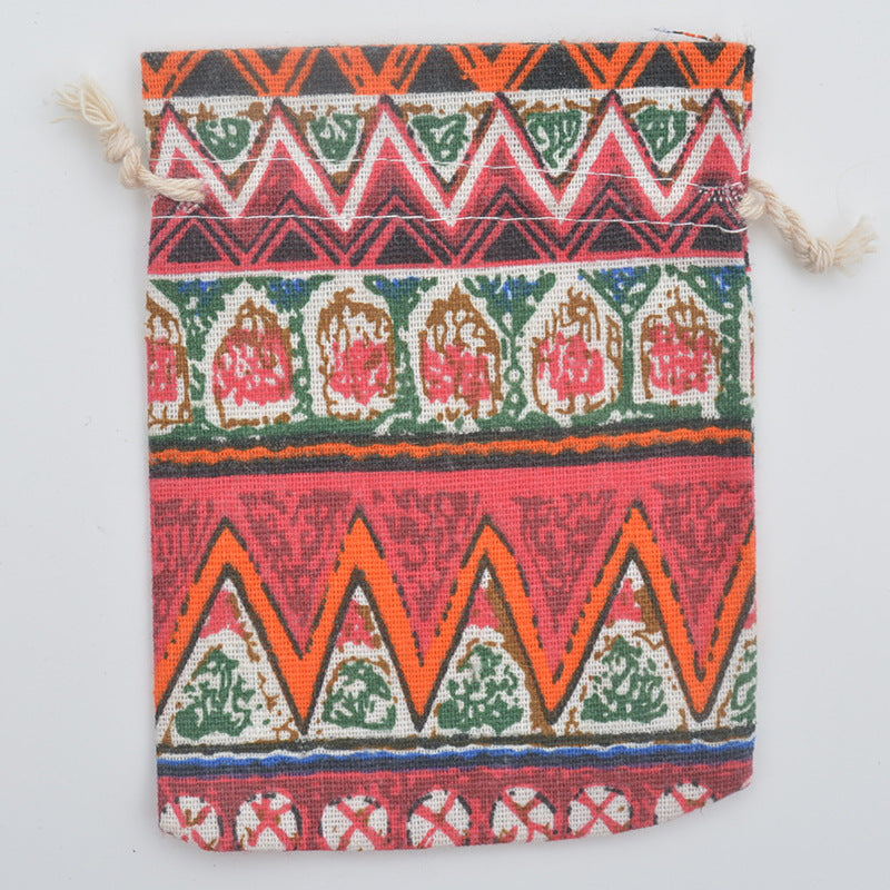 Ethnic Geometric Print Cotton Drawstring Gift Bags for Festivals