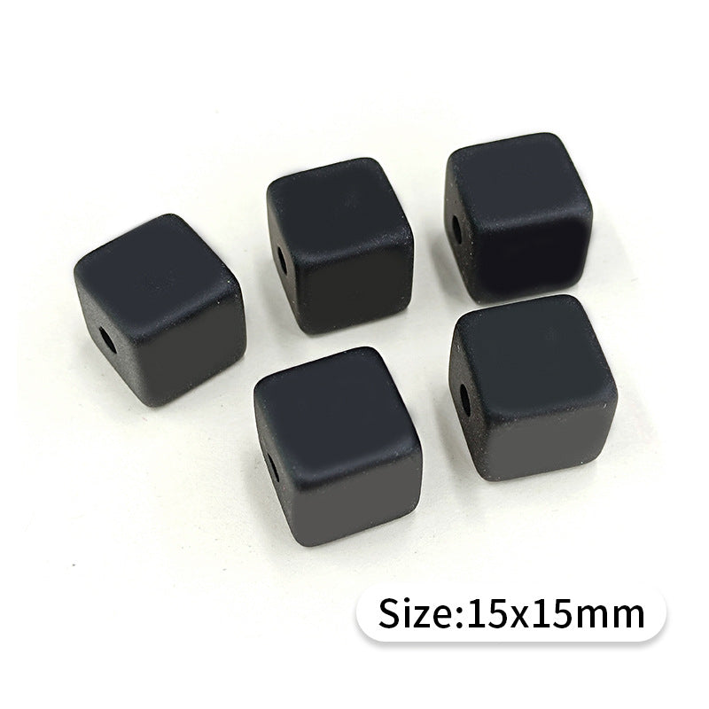 Geometric Color Square Resin Ring & Acrylic Cube Beads DIY Jewelry Accessories