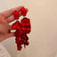 1 Pair Vintage Red Rose Zircon Alloy Drop Earrings