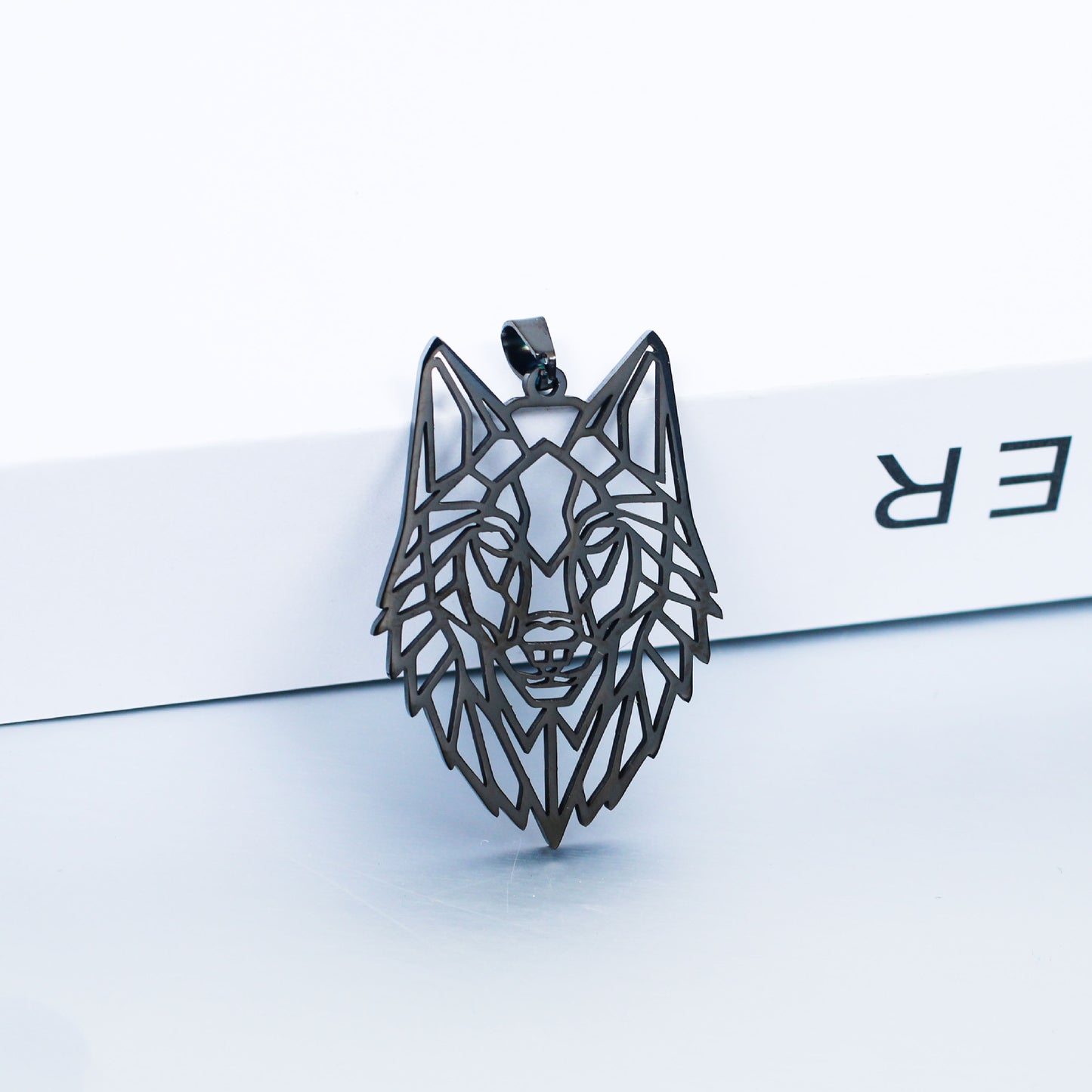 Punk Stainless Steel Geometric Wolf Head Pendant Necklace