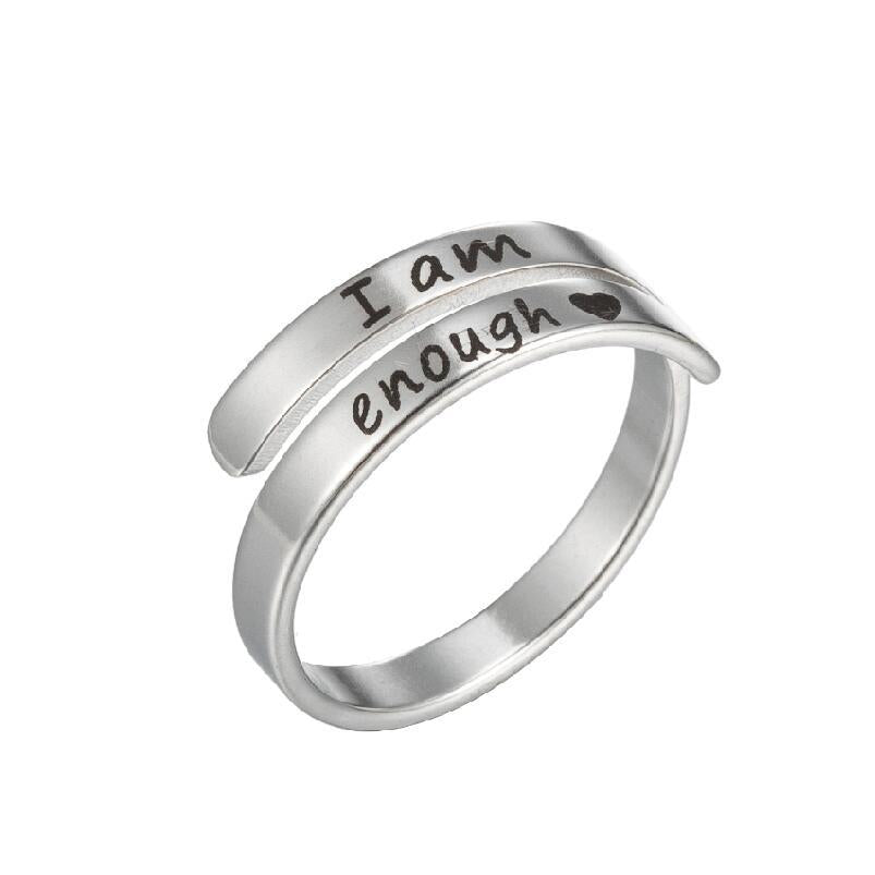 Retro Stainless Steel Letter Open Ring - Fashion Double Layer Design