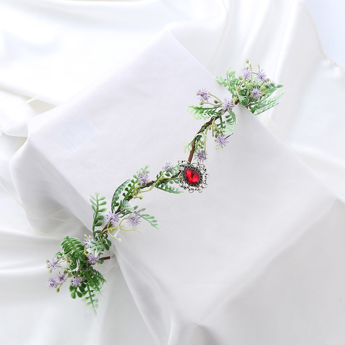 Unisex Fairy Flower Crystal Rhinestone Hair Crown Headband for Weddings and Cosplay