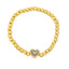 Fashion Zircon Heart & Gold Bead Copper Bracelet