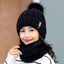 Women's Cozy Knit Wool Cap with Ear and Neck Warmer for Winter